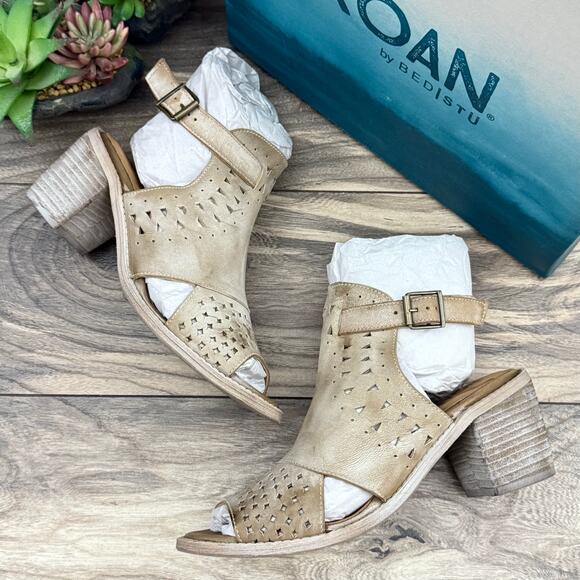 Bed Stu Shoes - NIB Roan by Bed Stu Christine P 8 Nubuck Open Toe Ankle Strap Perforated Sandal